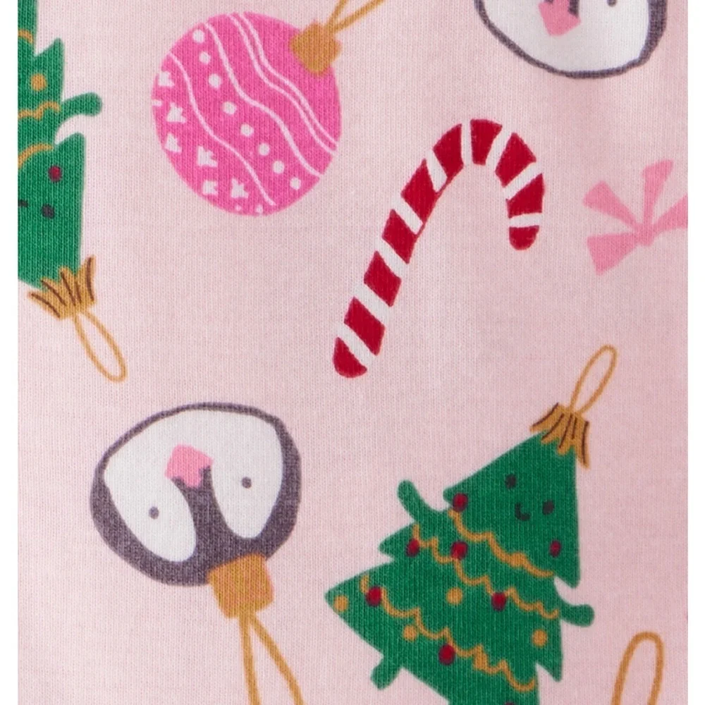 Carter's Pink Festive Penguin and Tree Footie